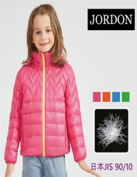 [JORDON]兒童中性款 JIS90%超輕羽絨外套『粉桃』『翠綠』『亮桔』『亮藍』