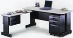 HU-140D 辦公桌(含ABS薄抽及黑體活動櫃+側桌)
