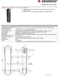 MENNEKES-1311520SW, Charging columns,  with Charging socket Type 2,  Charging column Basic 3.7 電動車充電系統充電柱