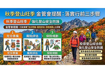 秋季登山旺季  落實行前「三步驟」 投保登山綜合險 強化當山安全防護