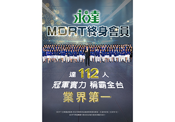 永達MDRT終身會員 達112人 冠軍實力 稱霸全台  業界第一