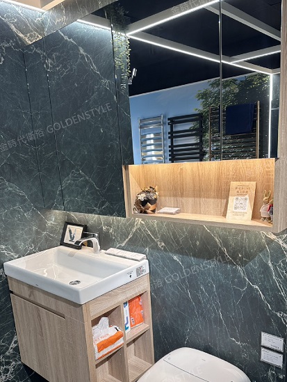 訂製發泡鏡櫃+TOTO LW1616CTW一體盆<br>+訂製發泡側開放浴櫃(北美原橡)示意圖