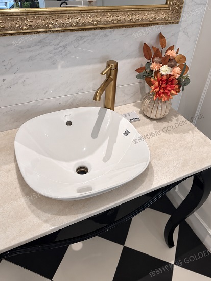 KOHLER K-26407T-0 方型上崁臉盆+<br>K-EX27003T-4-2MB Occasion <br>面盆龍頭 (霧金)示意圖