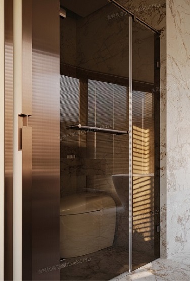 Goldenstyle LM10-4<br>特殊鍍鈦色.無框淋浴 推門/拉門示意圖