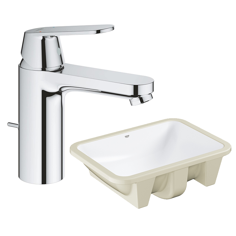 GROHE<br>23325.000 + 39317.000<br />EUROSMART COSMOPOLITAN 單槍面盆龍頭 + PROJECTLINE 下嵌式面盆 (56.1x41.1cm)示意圖