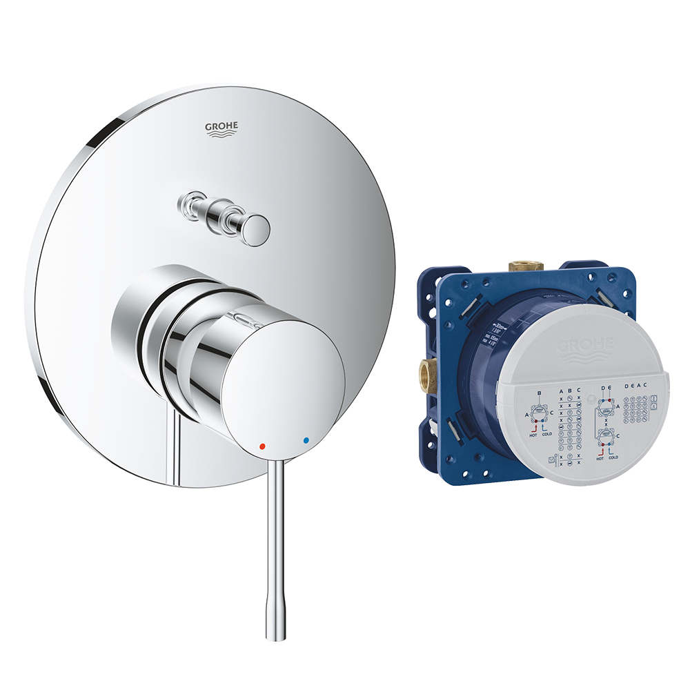 GROHE 24167.001<br>ESSENCE 埋壁式浴用<br>雙切控制面板 (含埋壁軸心)示意圖