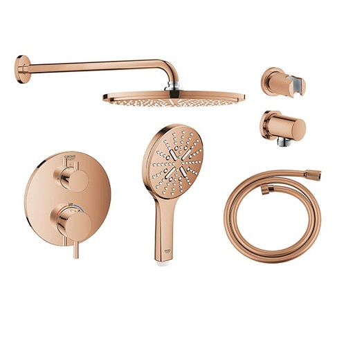 GROHE  SMARTCONTROL<br>定溫埋壁圓型花灑套組<br> (玫瑰金)示意圖