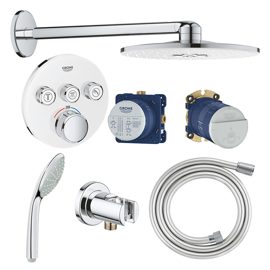GROHE <br>Rainshower Smart Control <br>埋壁式定溫淋浴花灑組示意圖