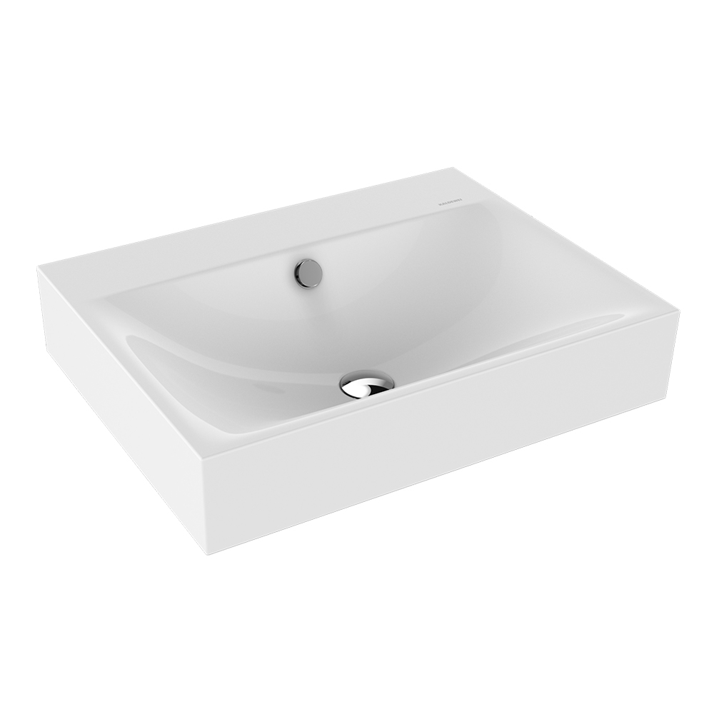 KALDEWEI 3042<br>SILENIO 60cm立式檯面盆<br>單龍頭孔/含抗污/邊框高度12cm<br>(亮白)示意圖