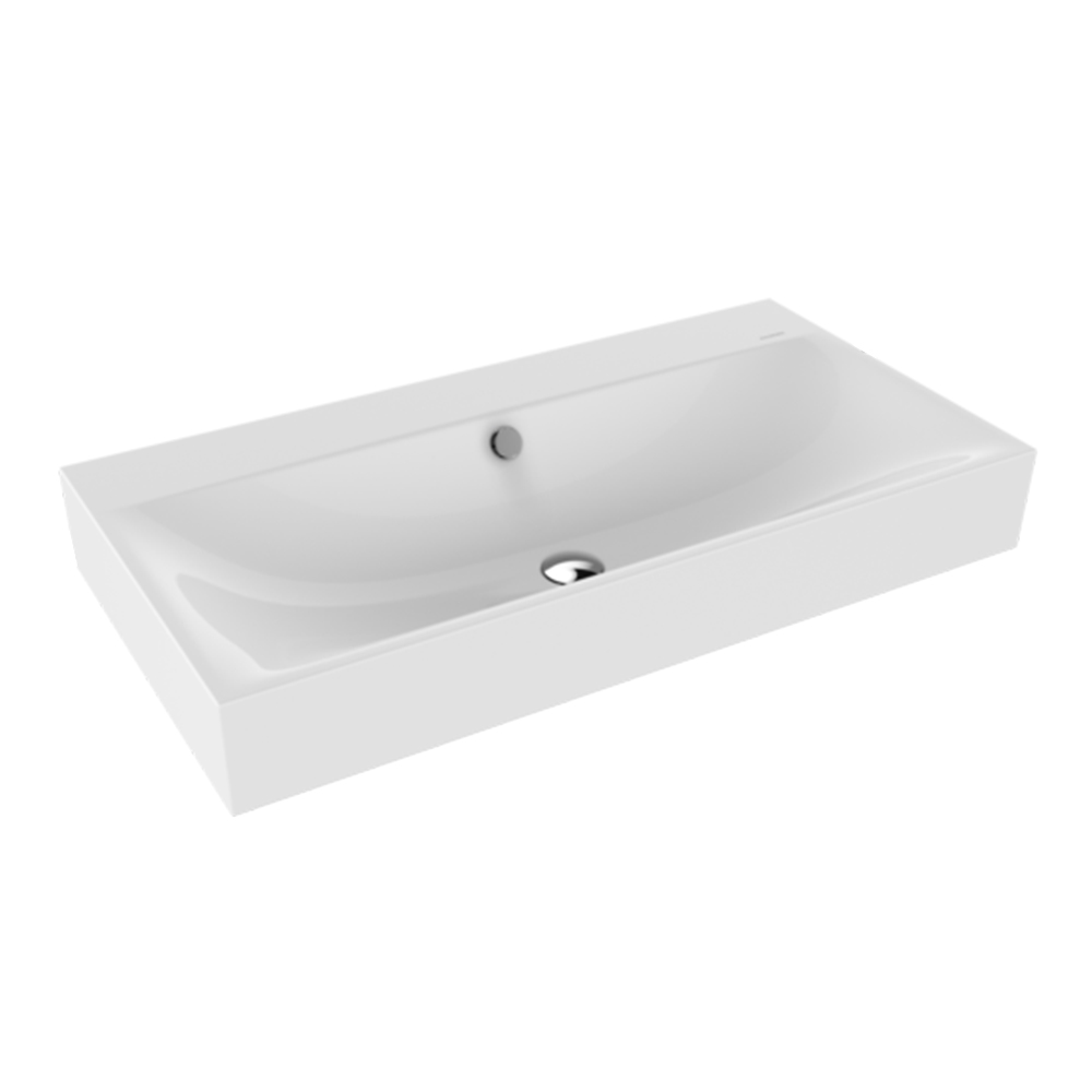 KALDEWEI 3043<br>SILENIO 90cm立式檯面盆<br>單龍頭孔/含抗污/邊框高度12cm<br>(亮白)示意圖