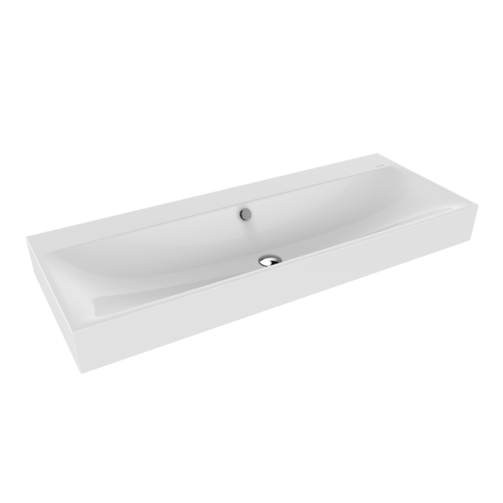 KALDEWEI 3049<br>SILENIO 120cm立式檯面盆<br>單龍頭孔/含抗污/邊框高度12cm<br>(亮白)示意圖