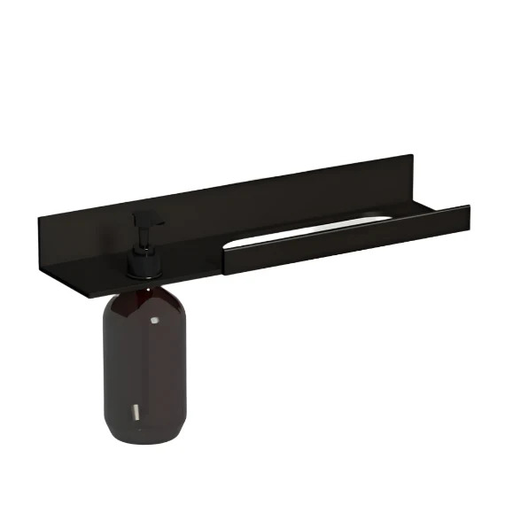Alapeˇ 8270321980<br>Assist 40cm 浴室壁掛置物毛巾桿<br>(含置左給皂器 / 霧黑)示意圖