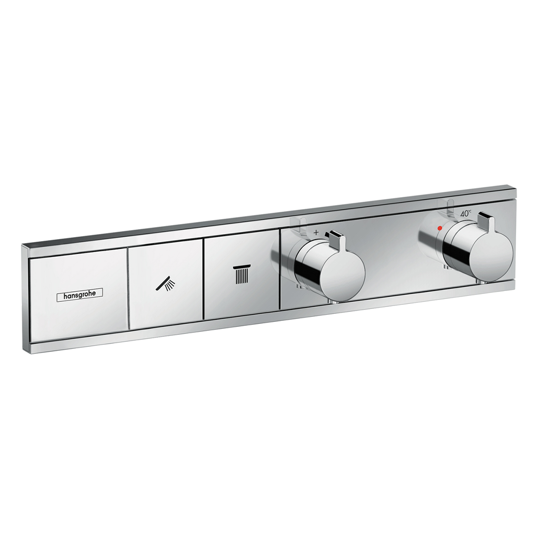 Hansgrohe 15380000<br>RainSelect<br>二路定溫開關面板<br>(鉻色 / 不含軸心)示意圖