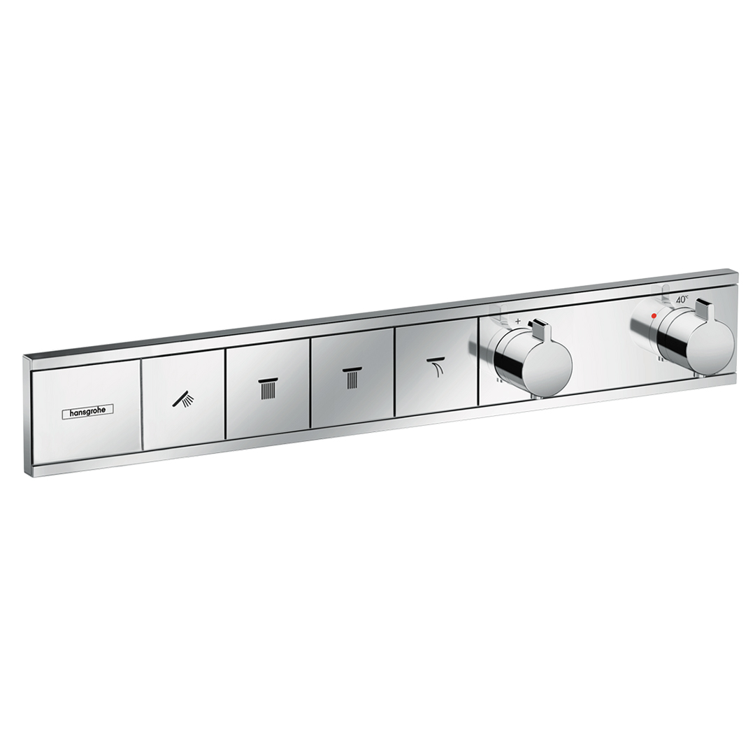 Hansgrohe 15382000<br>RainSelect<br>四路定溫開關面板<br>(鉻色 / 不含軸心)示意圖