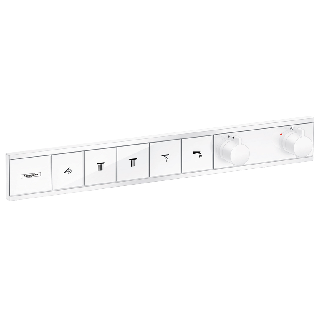 Hansgrohe 15384700<br>RainSelect<br>五路定溫開關面板<br>(霧白 / 不含軸心)示意圖