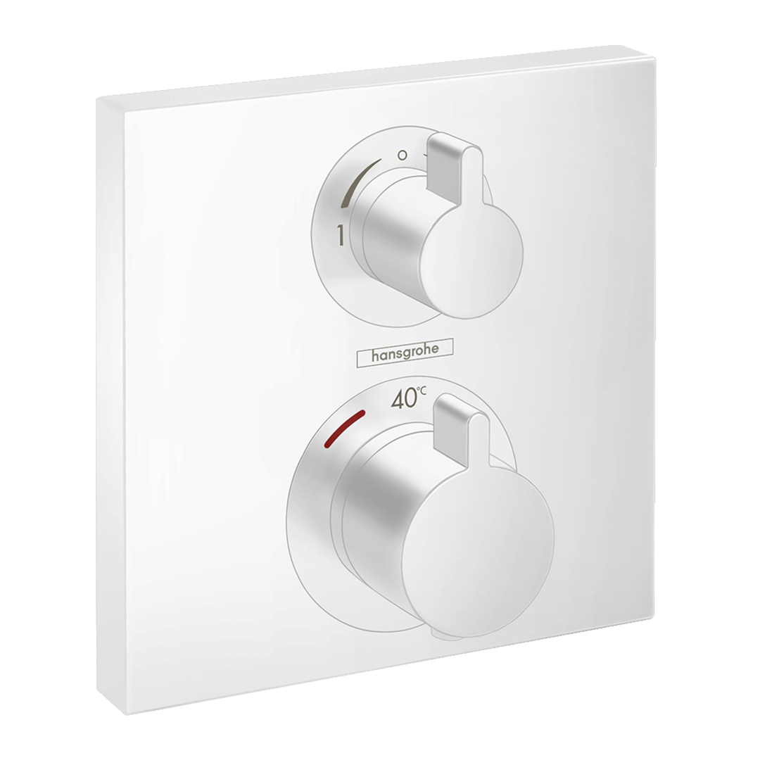 Hansgrohe 15714700<br>Ecostat Square<br>二路定溫開關面板<br>(霧白 / 不含軸心)示意圖