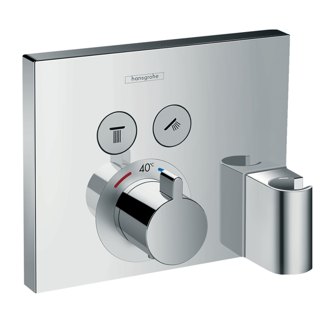Hansgrohe 15765000<br>ShowerSelect<br>掛座式二路定溫控制面板<br>(鉻色 / 不含軸心)示意圖