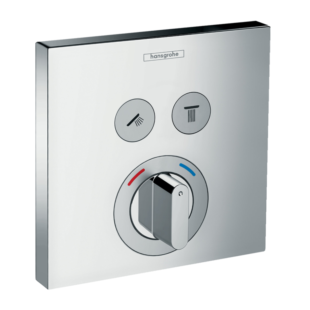 Hansgrohe 15768000<br>ShowerSelect<br>二路混合控制面板<br>(鉻色 / 不含軸心)示意圖