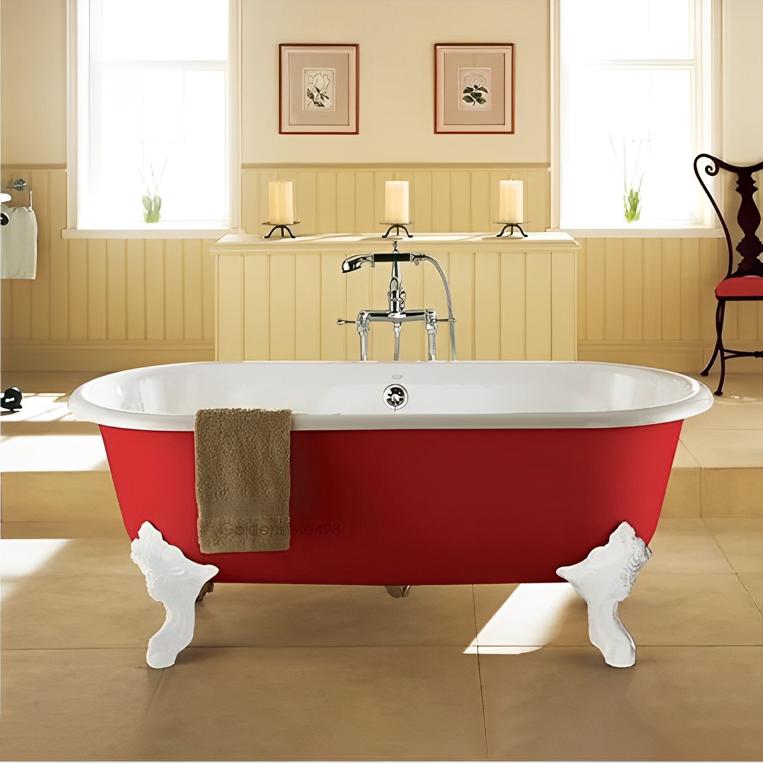 ✦KOHLER大膽創新✦<br>K-11195T-RF <br> CLEO 獨立式鑄鐵浴缸(175cm,紅)示意圖