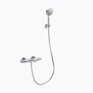 KOHLER<br>K-25109T-9-CP<br>Aleo 壁掛式恆溫淋浴花灑龍頭<br>(鉻色)含下出水示意圖