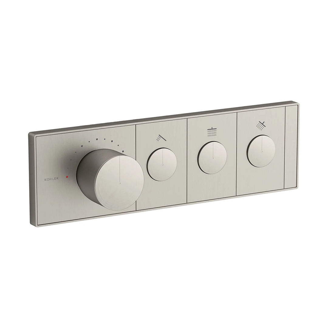 KOHLER  K-26347T-9-BN<br>Anthem  三路恆溫控制面板<br>(羅曼銀 / 不含軸心)示意圖