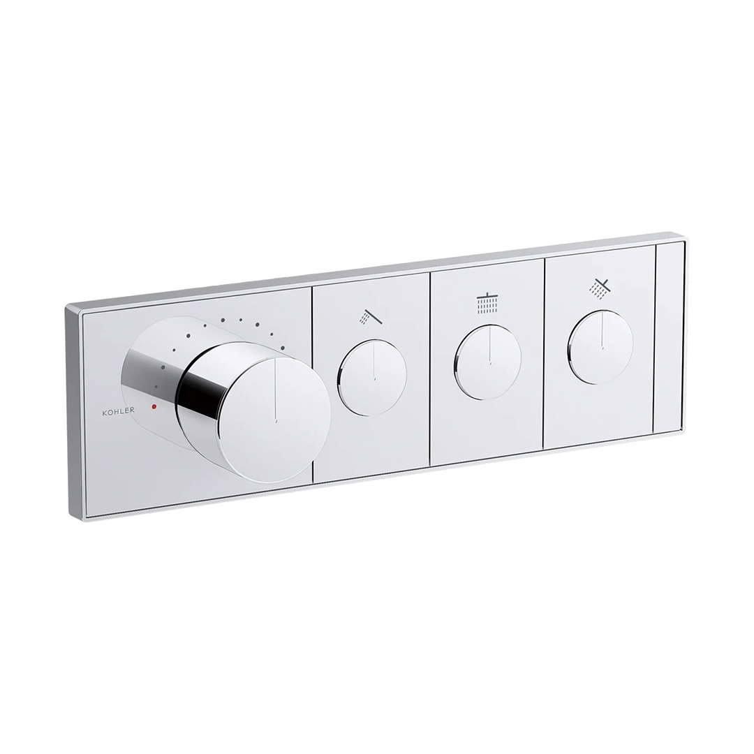 KOHLER  K-26347T-9-CP<br>Anthem 三路恆溫控制面板<br>(鉻色 / 不含軸心)示意圖