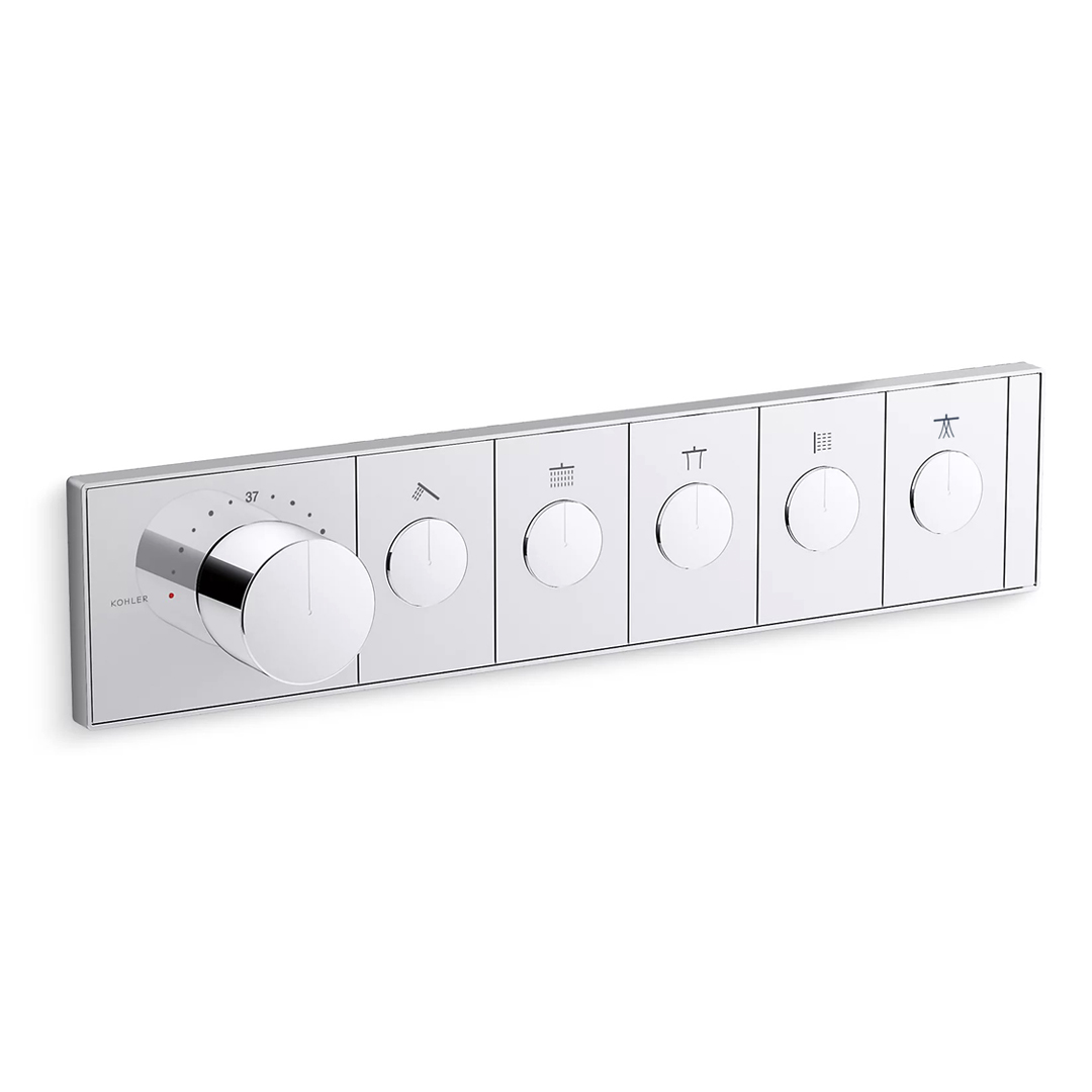 KOHLER  K-26349T-9-CP<br>Anthem 五路恆溫控制面板<br>(鉻色 / 不含軸心)示意圖
