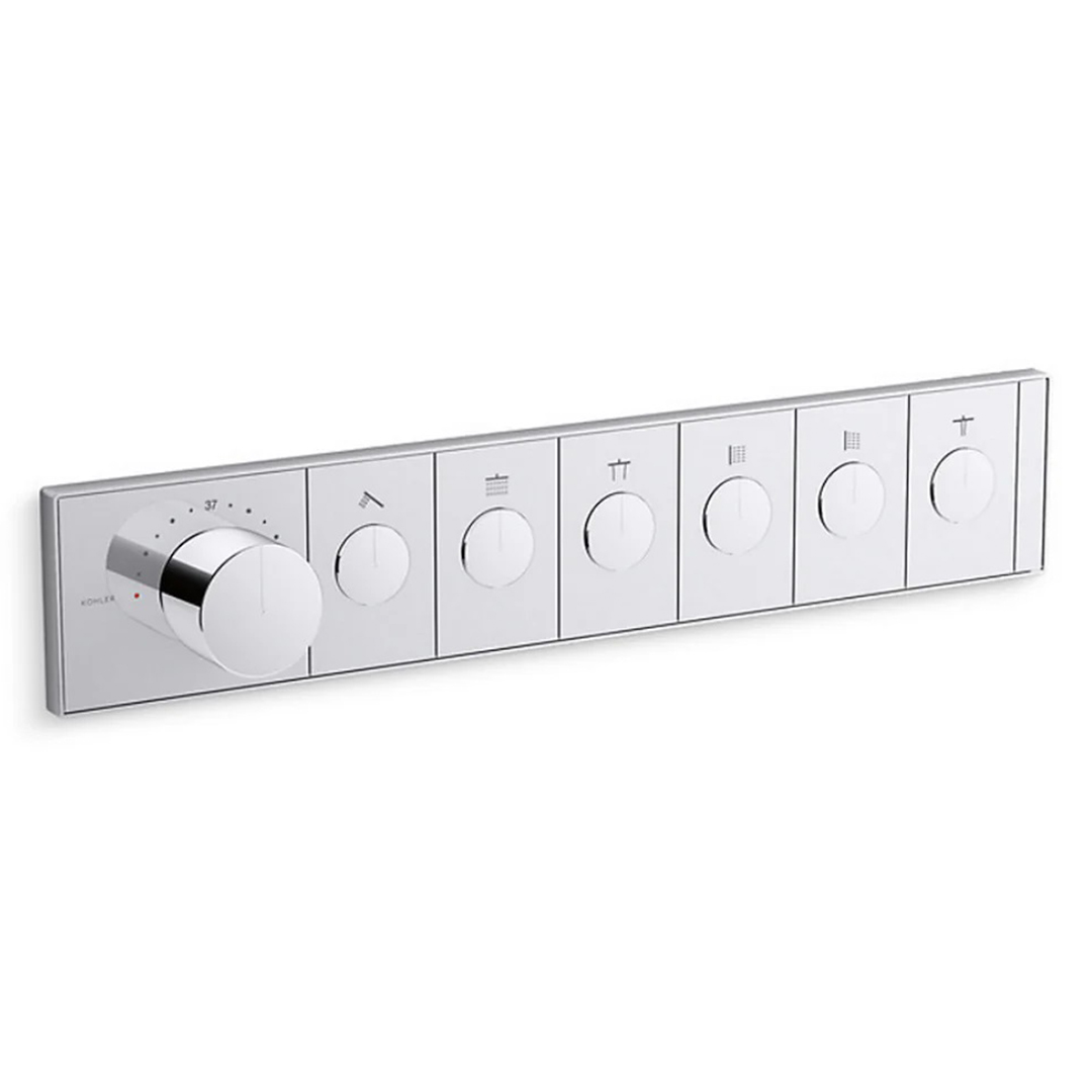 KOHLER  K-26350T-9-CP<br>Anthem 六路恆溫控制面板<br>(鉻色 / 不含軸心)示意圖