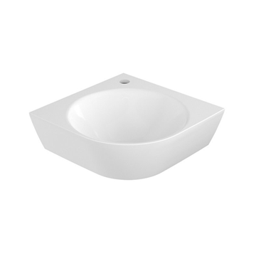 KOHLER<br>K-31461IN-0<br>Span Corner Lav 單孔角落壁掛盆<br> (白,有龍頭孔)<br>(56.7 x 40.3 cm)示意圖