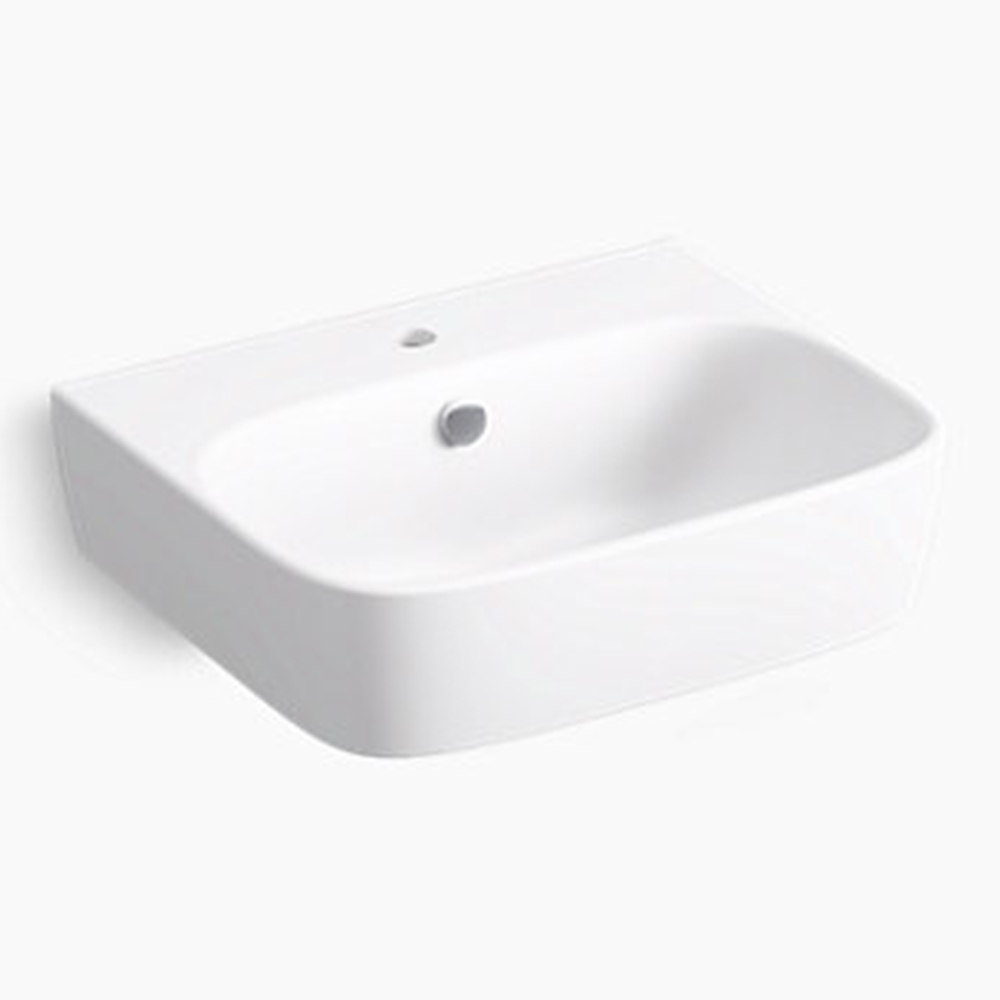 ✨KOHLER 經銷精選✨<br>K-77767K-1-0<br>Modern Life 單孔壁掛式面盆<br>(55x45cm/不含毛巾桿)示意圖
