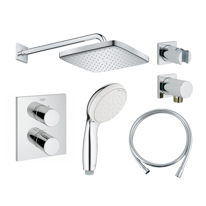 GROHE Tempest 250 Cube <br>定溫埋壁方型花灑套組<br> (鉻色)示意圖