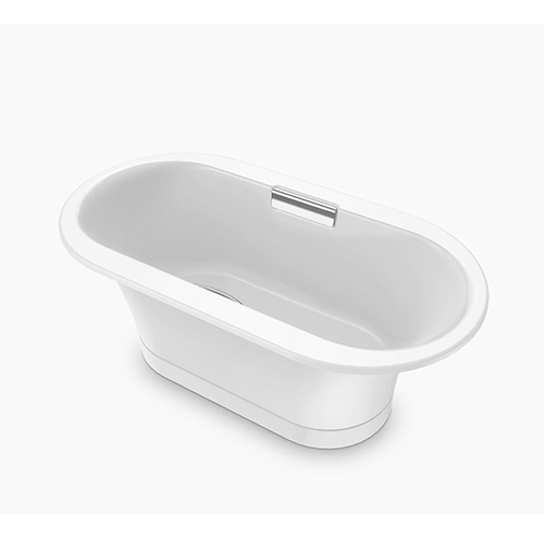 KOHLER<br>K-20610T-GR-0<br>Volute 獨立式鑄鐵浴缸(150 x 80 cm)<br>含扶手孔示意圖