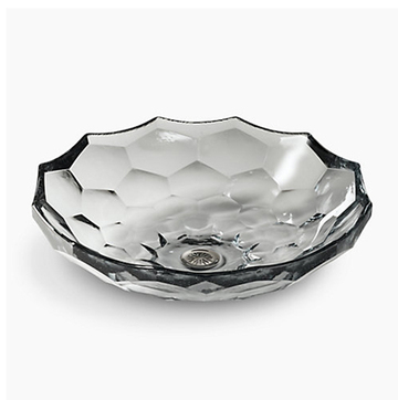 〝KOHLER 促銷商品〞<br>K-2373-B11<br>Briolette 圓型玻璃檯面盆(水晶色)<br>(44.5 cm)示意圖