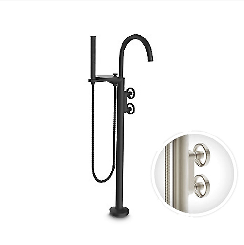 〝KOHLER 促銷商品〞 <br>K-77984T-9-BL<br>Components 立柱式浴缸龍頭<br>輪型把手 (霧黑)示意圖