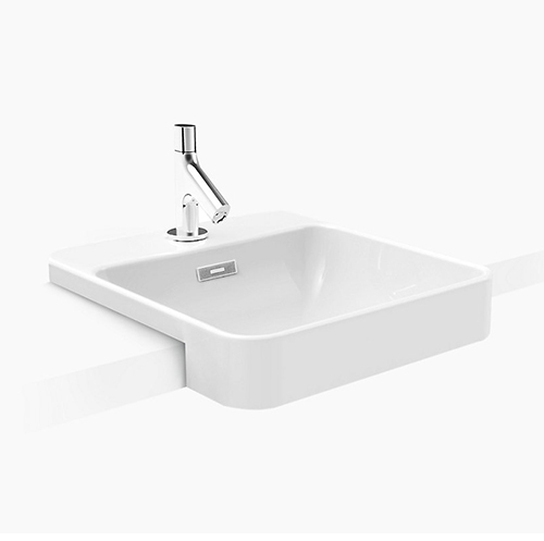 KOHLER<br>K-98930X-1-0<br>Forefront 單孔方型半崁檯面盆<br> (42 x 46 cm)示意圖