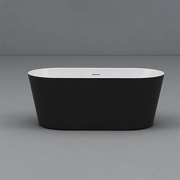 〝KOHLER 促銷商品〞<br>K-25166T-P5-0<br>Evok 2.0 壓克力獨立浴缸 (160 x 75 cm)<br>黑色裙邊示意圖