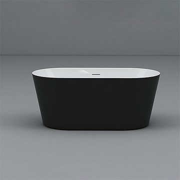 〝KOHLER 促銷商品〞<br>K-25167T-P5-0<br>Evok 2.0 壓克力獨立浴缸 (150 x 75 cm)<br>黑色裙邊示意圖