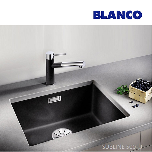 BLANCO SUBLINE 500-U<br>523432 花崗岩廚用水槽<br>(黑色/ 內徑50x40 cm)示意圖