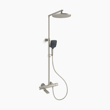 KOHLER K-73111T-7-BN<br>Composed 恆溫淋浴柱(羅曼銀)<br>含下出水示意圖