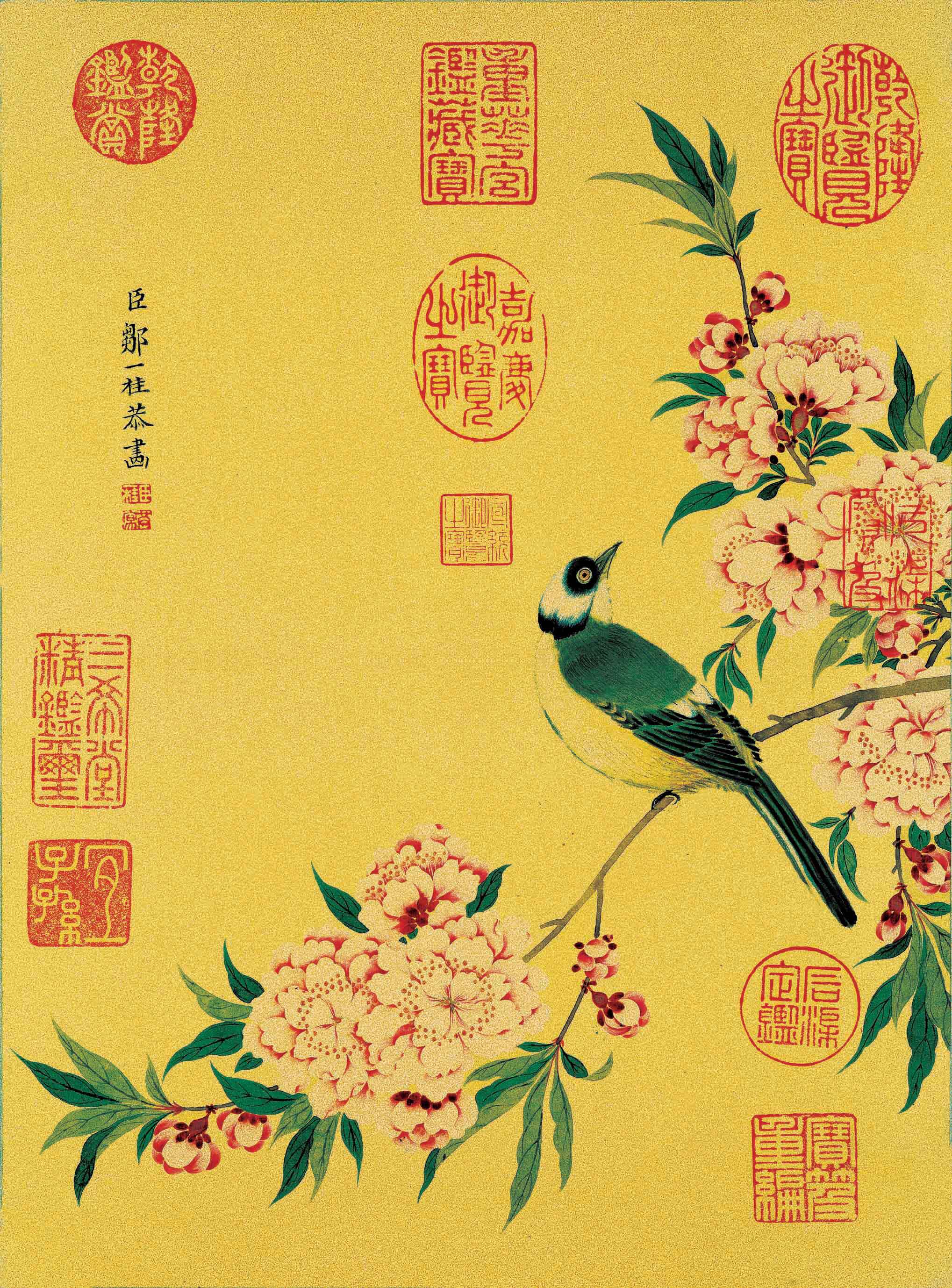 富貴(金)-碧桃春鳥 畫心