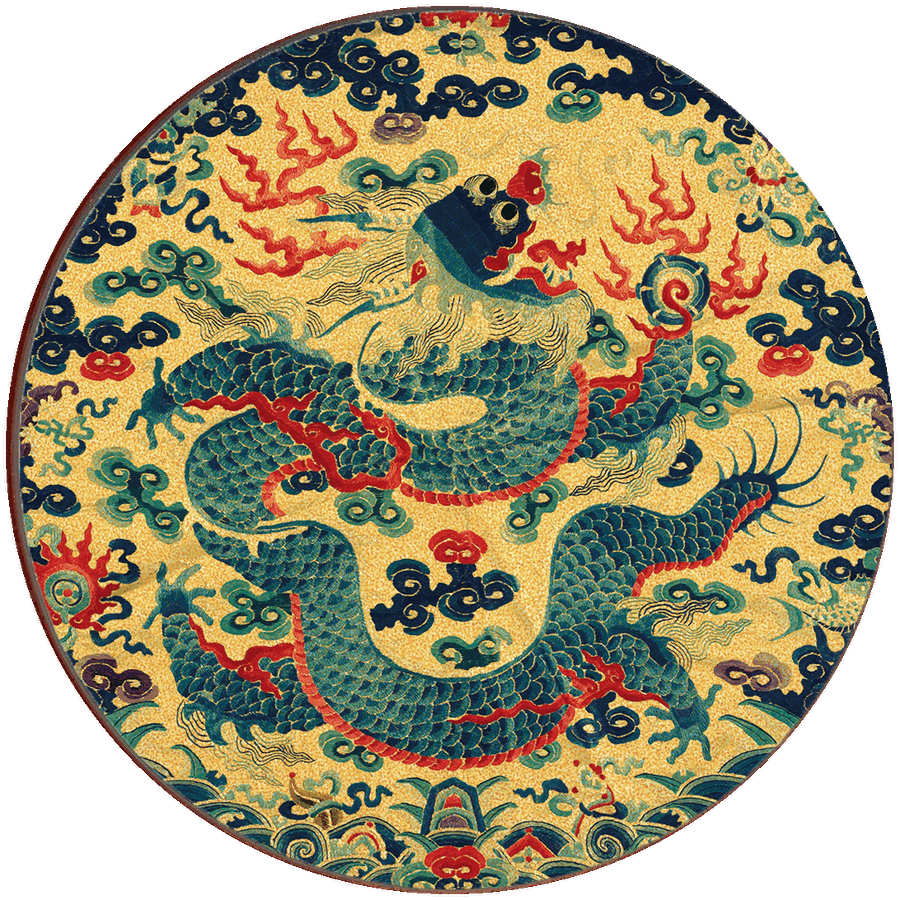 Satiny Embroidery Of Single Dragon Playing With Precious Balls Of Jewelry畫心