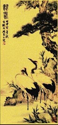 林玉山松鶴黃金畫畫心