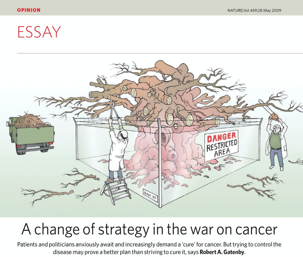 Reference: Robert (2009). "A change of strategy on the war on cancer."  Nature 459, pages 508–509.