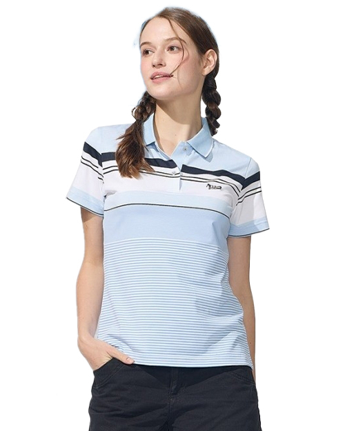 休閒POLO-TOP彈性排汗布-水藍<span>女版PD-T24128</span>示意圖