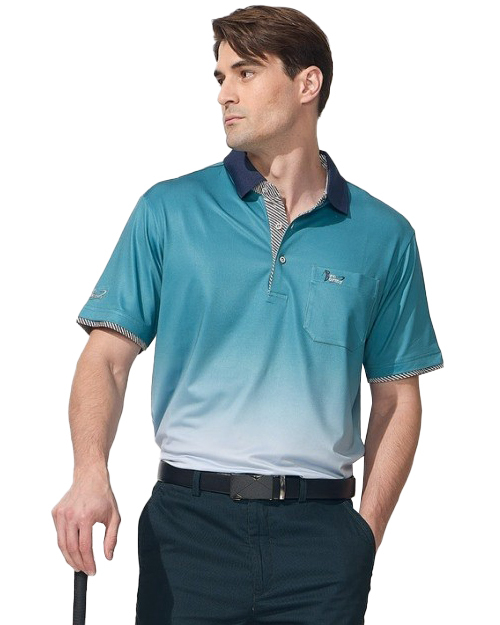 休閒POLO-牛奶絲拉架布-藍綠<span>男版PD-T81025</span>示意圖
