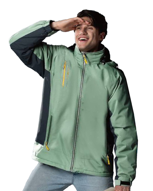 可拆帽長毛保暖外套-鼠尾草綠配深灰 <span>11401</span>示意圖