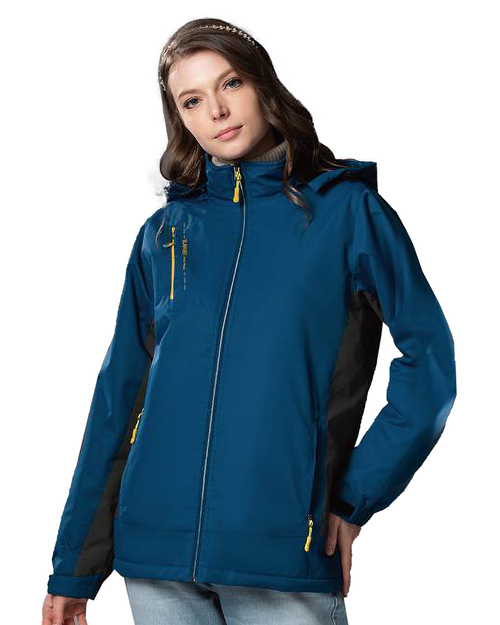 可拆帽長毛保暖外套-藍色配深灰 <span>11402</span>示意圖