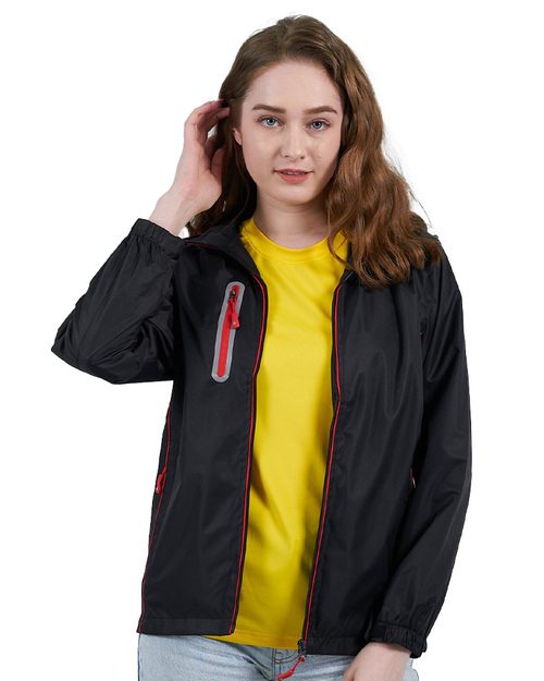 可拆帽斜紋輕量外套｜黑配紅｜<span>501-5</span>示意圖