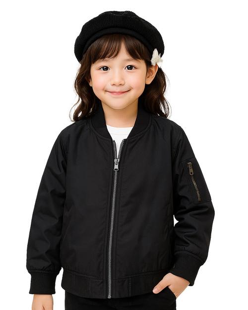 潮型彈力飛行夾克-童版-黑色<span>505-1-kid</span>示意圖