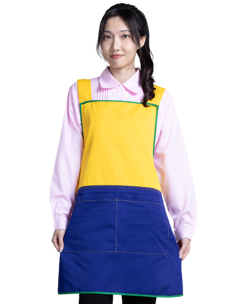 幼兒園老師圍裙/日式圍裙/訂製圍裙-黃/藍/滾綠 <span>APCAN-A-00057</span>示意圖